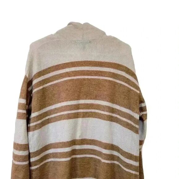 Banana Republic Women's Camel & White Striped Acrylic/Nylon/Spandex Knit Open Fr - Picture 8 of 11